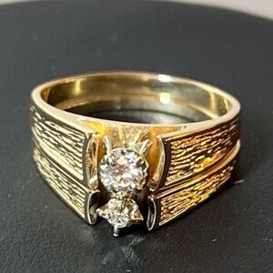 14K Gold ENGAGEMENT & WEDDING ring set. .20ct VS G. & 1.5mm cut Diamond. BEAUTY!